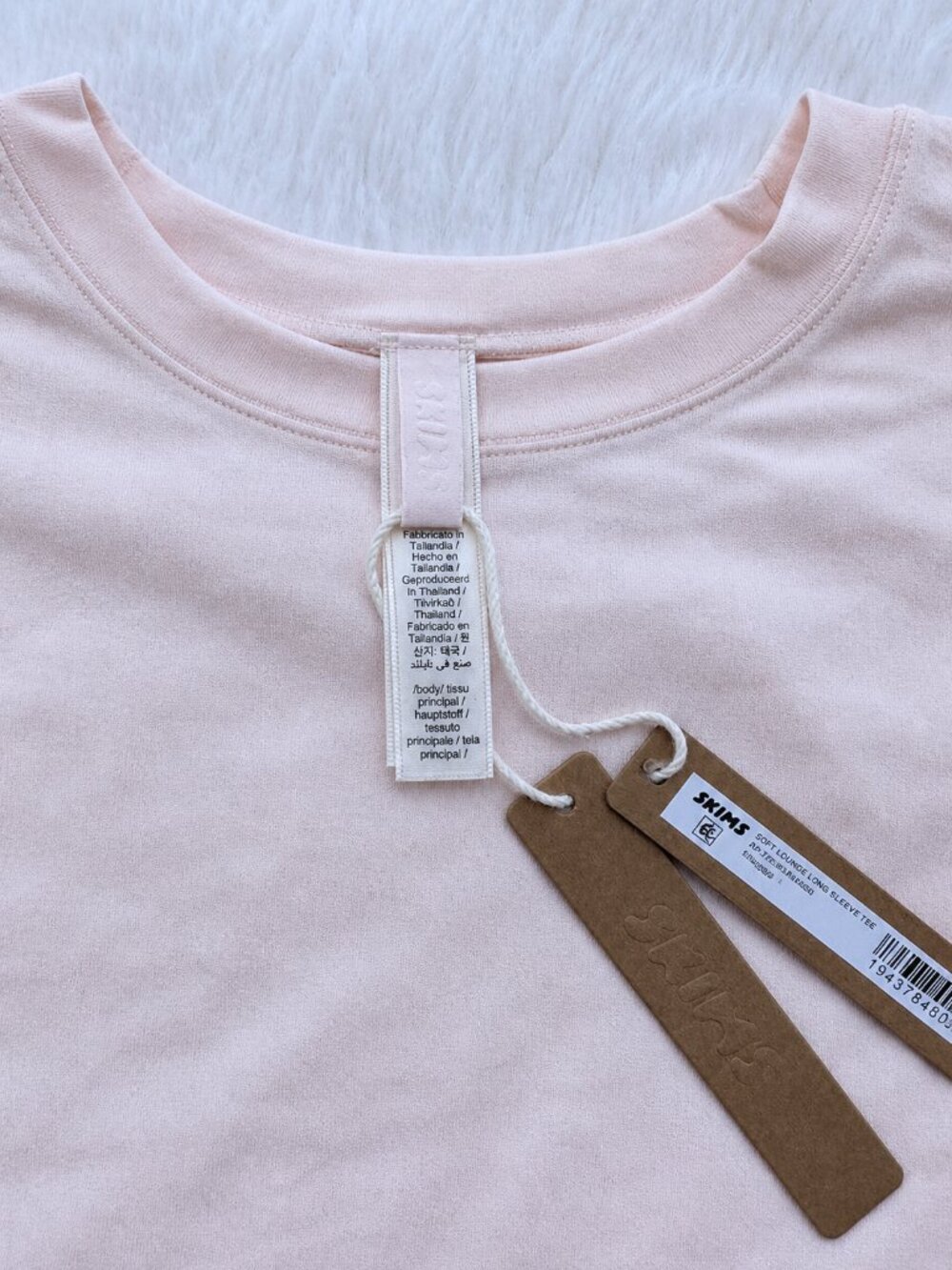 SKIMS Cotton Jersey Long Sleeve Tee – Barely Pink 💕 NWT - Picture 6 of 8